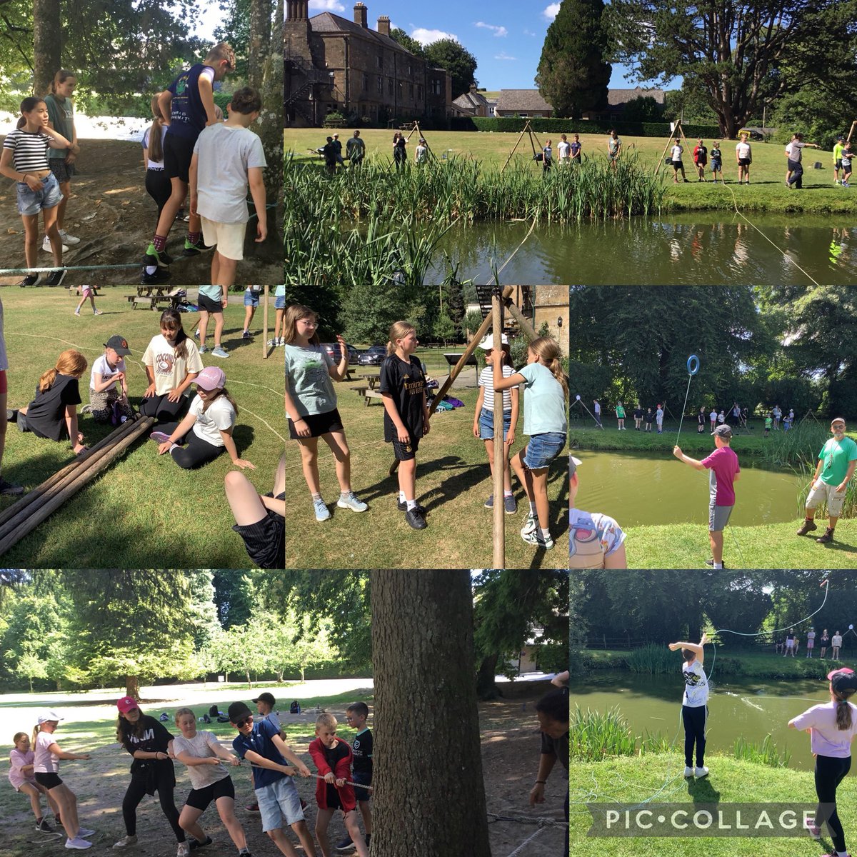 When we weren't cooking up a feast in the forest, we were 'bridging the moat'. We learnt how to make sturdy tripods, how to set up a tightrope (of course we had to test them) and then used these skills to send a package across the moat.