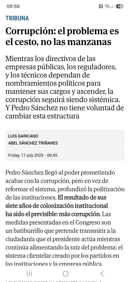 Luis Garicano 🇪🇺🇺🇦 (@lugaricano) on Twitter photo Hoy escribo en El Mundo con <a href="/sancheztrinanes/">Abel Sánchez Triñanes</a> sobre la corrupción. Ninguna de las propuestas de Sánchez ataja la raíz del problema: el sistema clientelar de los partidos, que este gobierno ha llevado a su máxima expresión. (Enlace en respuesta) Hoy escribo en El Mundo con <a href="/sancheztrinanes/">Abel Sánchez Triñanes</a> sobre la corrupción. Ninguna de las propuestas de Sánchez ataja la raíz del problema: el sistema clientelar de los partidos, que este gobierno ha llevado a su máxima expresión. (Enlace en respuesta)