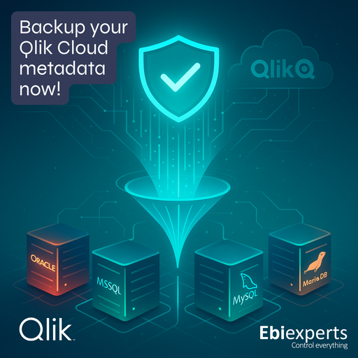Backup your Qlik Cloud metadata now!
Backup your total Qlik Cloud Tenant, all tenant and application assets automatically. Contact us about WIP Active Backup zero touch backup solution for Qlik Cloud and Qlik Sense Enterprise. ebiexperts.com