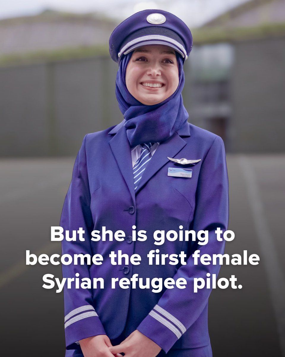 Refugees's tweet photo. From dreaming in a princess dress to commanding the skies in uniform, @‌GhazalMia's story is proof that no journey is too impossible, no dream too high.

This is for every girl whose story begins in challenge… And soars into possibility ✈️💫 https://t.co/Fzxo1BWjKe