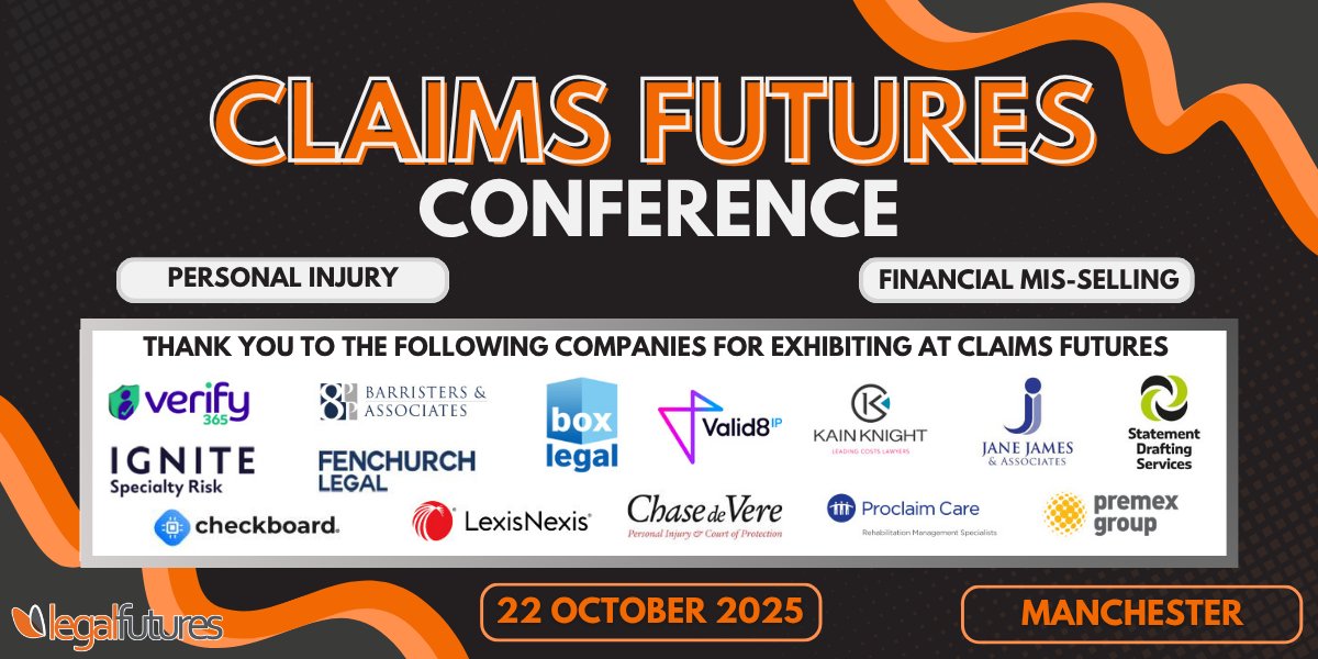 We’re looking forward to Claims Futures in October and delighted to have so many amazing companies exhibiting. Many thanks to <a href="/Fenchurch_Legal/">Fenchurch Legal</a> , <a href="/usecheckboard/">Checkboard</a> , <a href="/ChasedeVereMed/">Chase de Vere Medical</a> and <a href="/PremexGroup/">Premex Group</a>  for your support. See you there! zurl.co/KI3uF