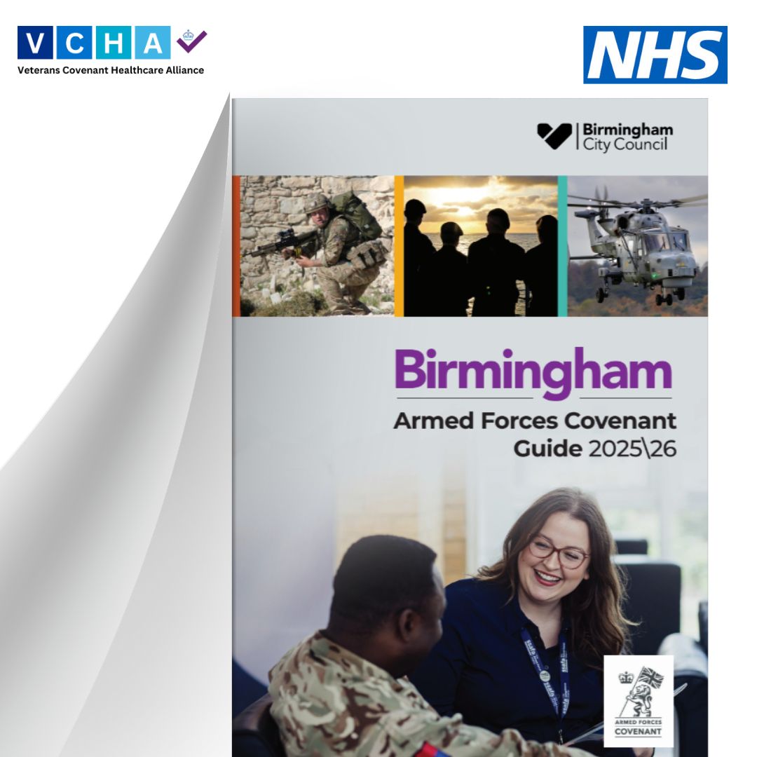NHSVeteranAware's tweet image. The VCHA is featured in the Birmingham Armed Forces Covenant Guide.
The helpful guide connects members of the Armed Forces community with trusted network of support.
Find out more: veteranaware.nhs.uk/vcha-featured-…
#NHSVeteranAware