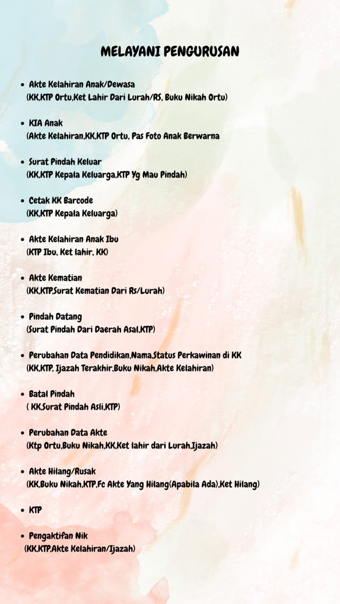 AndiArsya495455's tweet image. Jasa pengurusan berkas
- akte kelahiran anak/dewasa
- KIA anak
- surat pindah keluar
- cetak KK barcode
- akte kematian
- pindah datang
- batal pindah
- perubahan data akte/kk
- akte hilang/rusak

insya Allah amanah ,terdaftar dicapil, &amp;amp; bayar setelah jadi
#jasaberkas #pengurusan