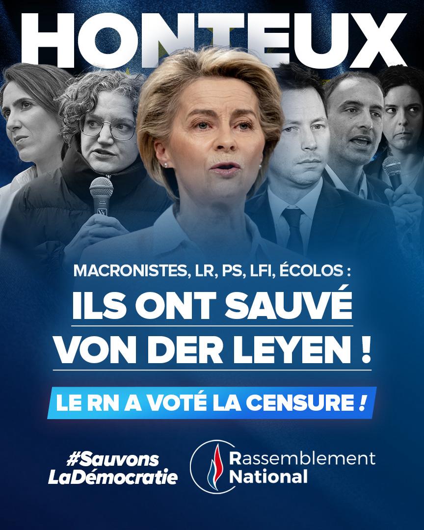 Rassemblement National (@rnational_off) on Twitter photo 🔴 Nous avons fait le choix de défendre l’intérêt des Français en votant la censure d’Ursula von der Leyen avec nos députés <a href="/PatriotesEurope/">Patriotes pour l’Europe 🇫🇷</a>.
Contrairement aux autres eurodéputés français — dont François-Xavier Bellamy — qui ont voté contre ou se sont abstenus, nous faisons le 🔴 Nous avons fait le choix de défendre l’intérêt des Français en votant la censure d’Ursula von der Leyen avec nos députés <a href="/PatriotesEurope/">Patriotes pour l’Europe 🇫🇷</a>.
Contrairement aux autres eurodéputés français — dont François-Xavier Bellamy — qui ont voté contre ou se sont abstenus, nous faisons le