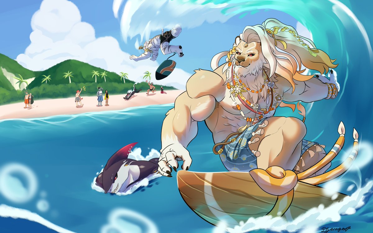 djangotheasteri's tweet image. it's summer time!!! my drawing for the fanart contest #Dislyte #DislyteSummerBash #dislytefanart #dislytejavid