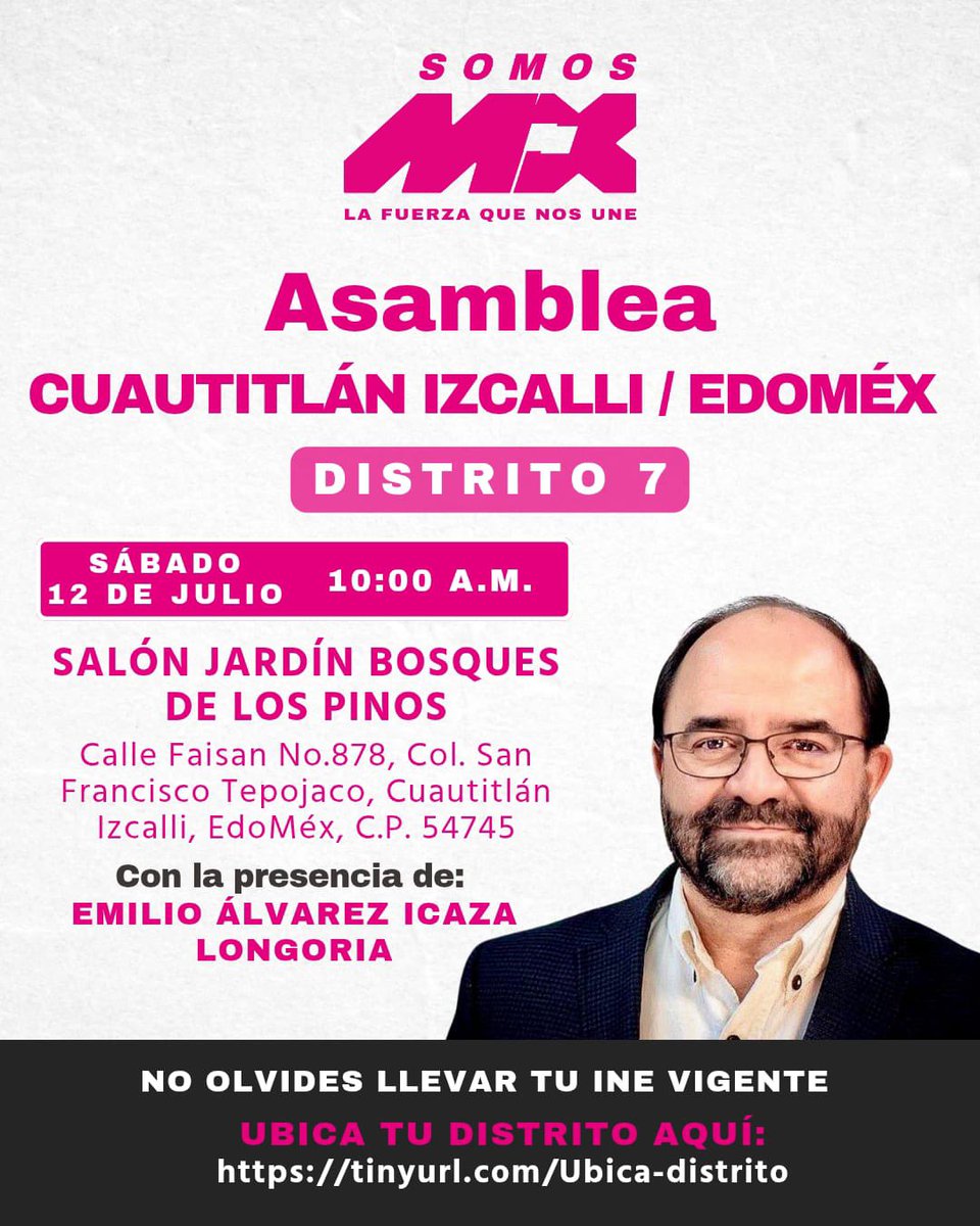 #AsambleasSomosMx 🇲🇽 Este sábado 12 de julio participa en tu asamblea #SomosMx. Lleva tu #INE y súmate. Juntos fortalecemos nuestra democracia. #LaFuerzaQueNosUne