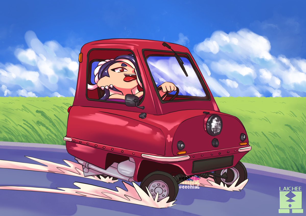 eechiaL's tweet image. Shiver on a road trip. (I wanted to draw this car lol)
#Splatoon3 #SummerNights