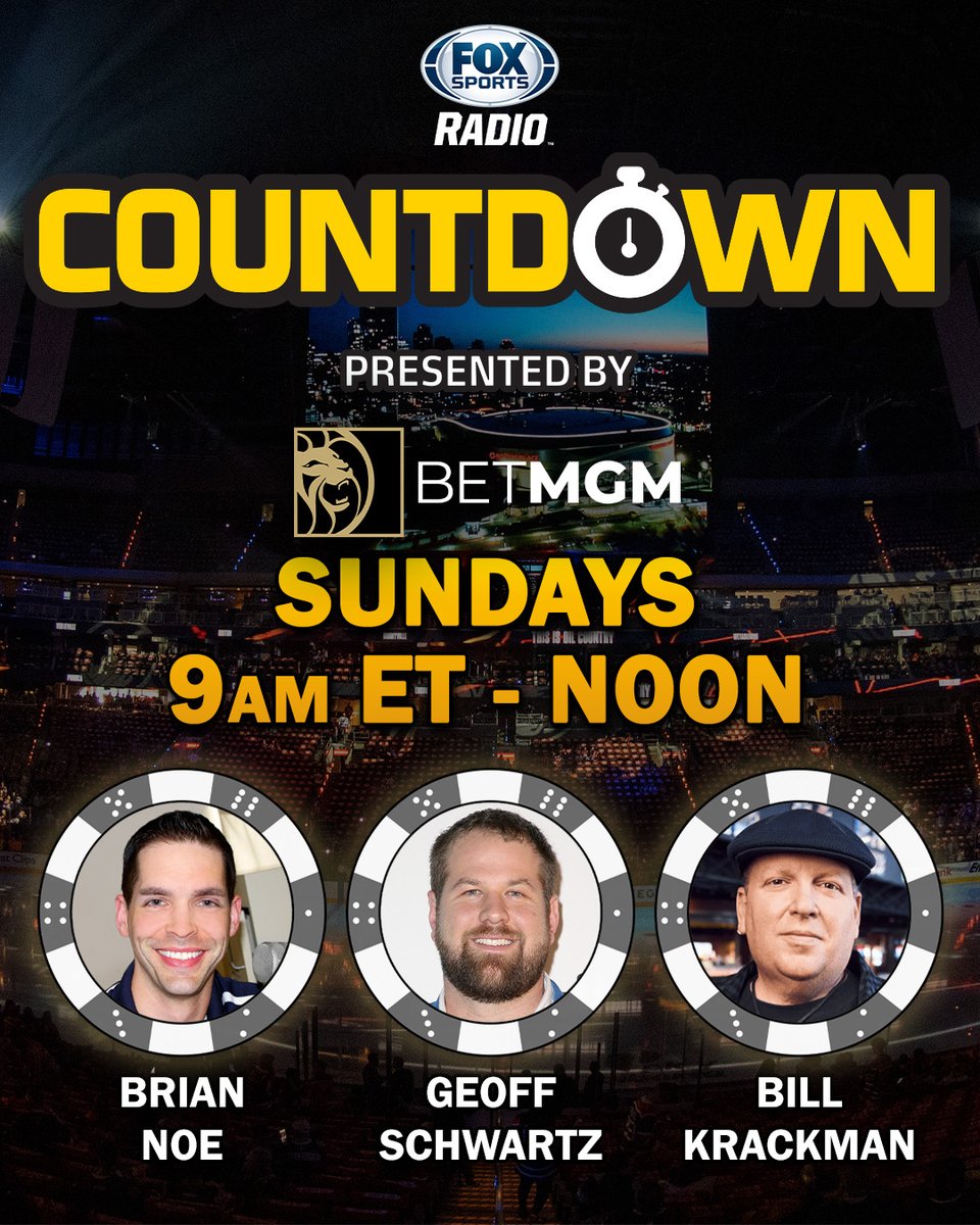 COMING UP!

🎙️<a href="/TheNoeShow/">Brian Noe</a>
🏈<a href="/geoffschwartz/">Geoff Schwartz</a>
💰@billkrackman

Brings you COUNTDOWN, presented by <a href="/BetMGM/">BetMGM 🦁</a>!

LISTEN LIVE: foxsportsradio.com/LISTEN
