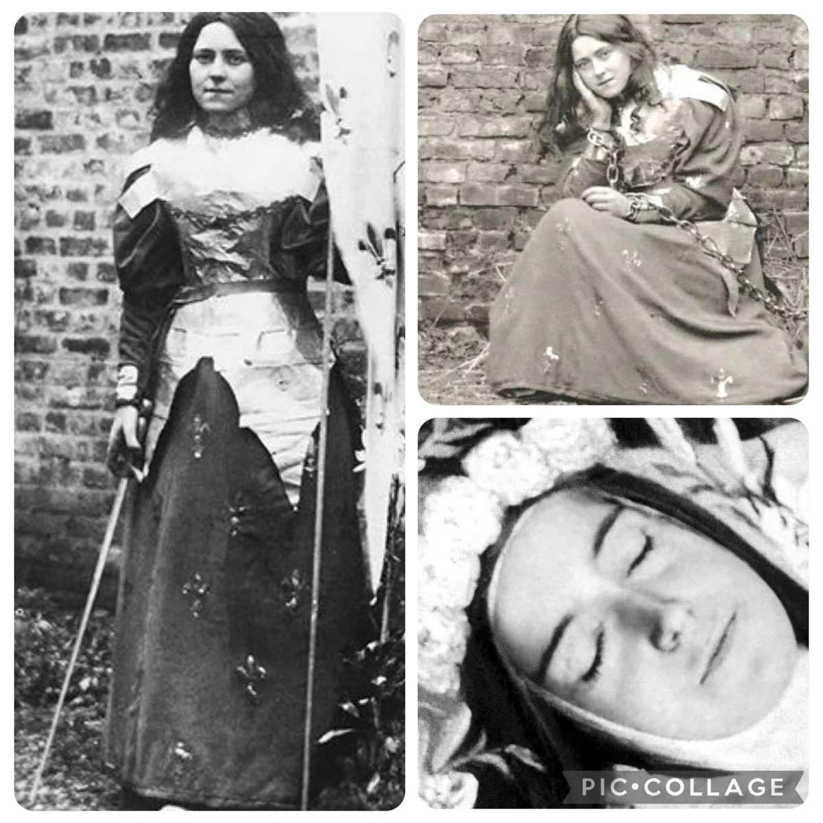 Late 19th c. St. Thérèse of Lisieux as Joan.  And in death just a few years later. Some of the saddest photos I’ve ever seen. (And that’s sayin’ somethin’.)