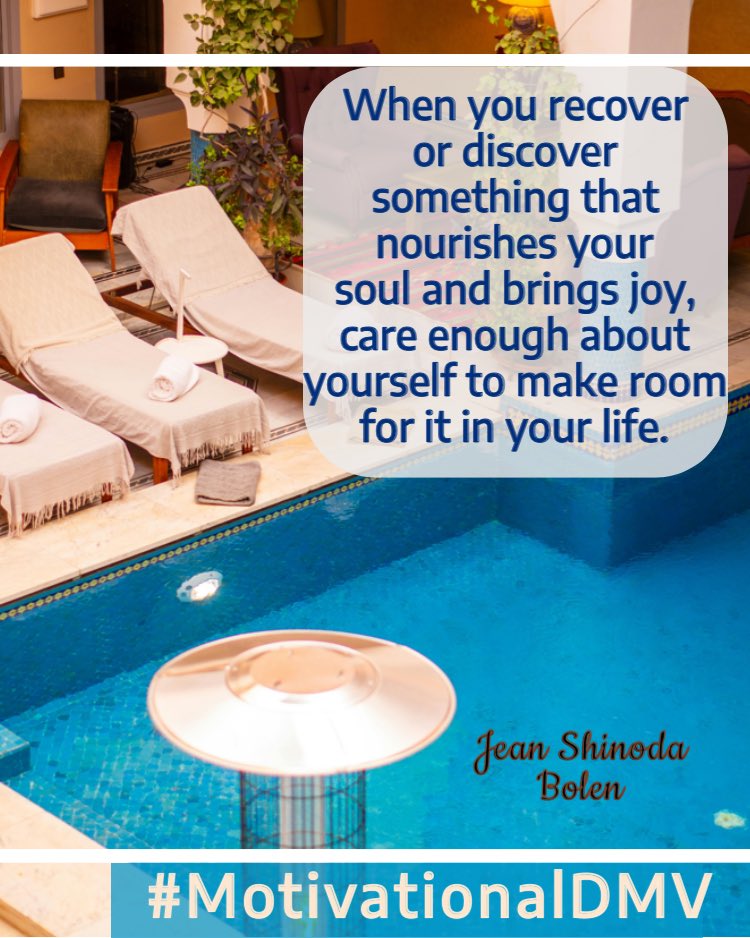 motivationdmv's tweet image. When you recover or discover something that nourishes your soul and bring you joy. Care enough about yourself to make room for it in your life-Jean Shinoda Bolen
#thursdaymorning #thursdayvibes #MotivationalDMV #ThursdayThoughts #ThursdayMotivation #ThankfulThursday