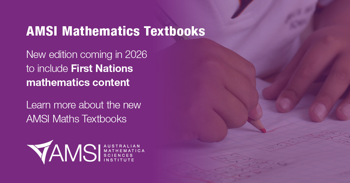 DiscoverAMSI's tweet image. This #NAIDOCWeek, AMSI honours the strength and legacy of #FirstNations peoples and commits to inclusive education.
We're launching a new maths #textbook in 2026 embedding First Nations maths content. Learn more: amsi.org.au/updates-2026-a…