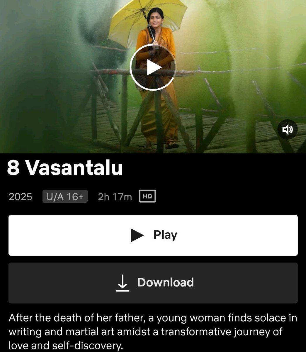 🔔 Telugu movie #8Vasantalu (2025) now streaming on Netflix.

Audios - Telugu (Original), Tamil, Malayalam &amp; Kannada.

#8vasanthaluOnNetflix | #8vasanthaalu