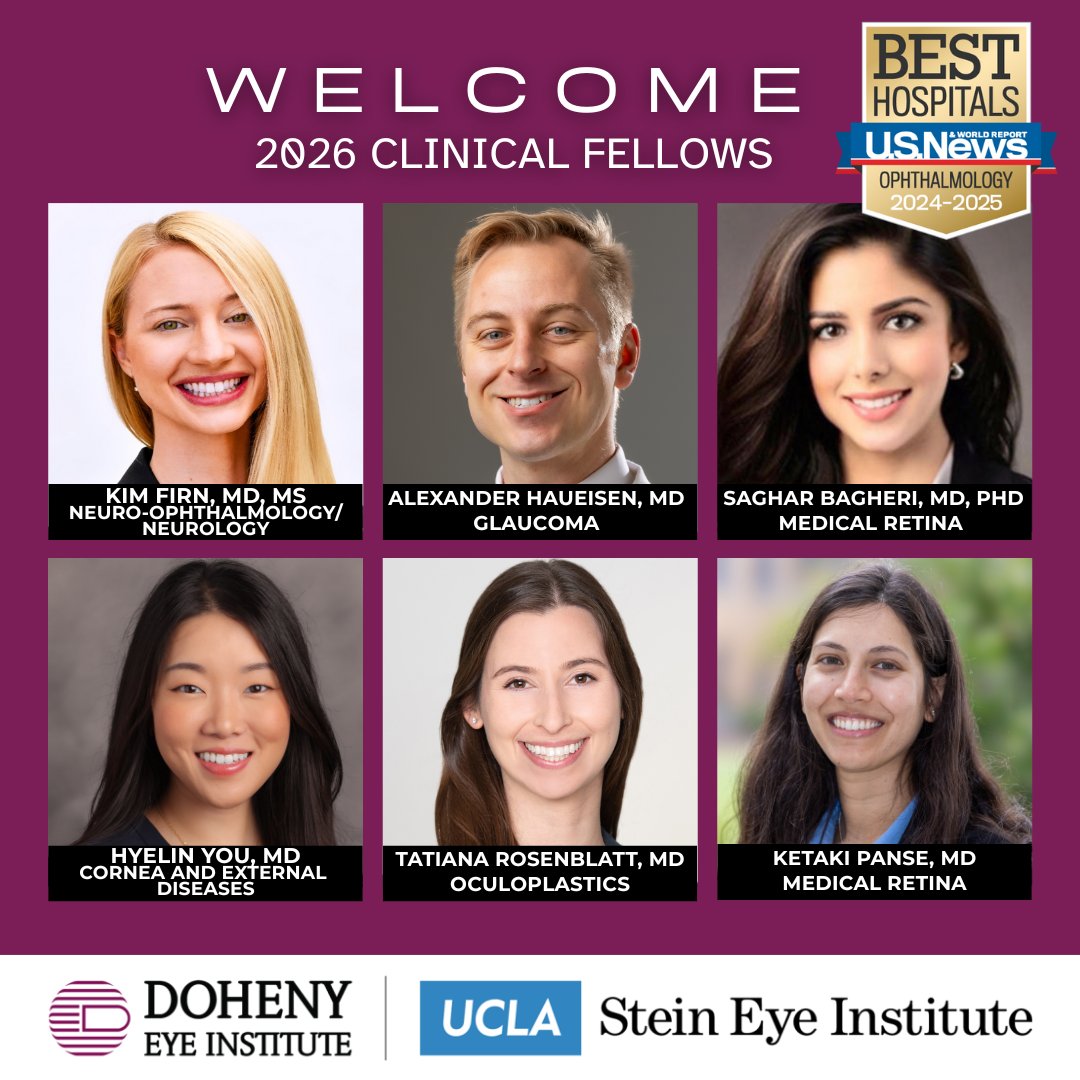 Join us in welcoming our 2025–26 clinical fellows! These rising stars are the future of ophthalmology, and we’re thrilled to have them at Doheny. From cornea to retina, glaucoma to neuro-ophthalmology and oculoplastics, their expertise and passion will help shape the next