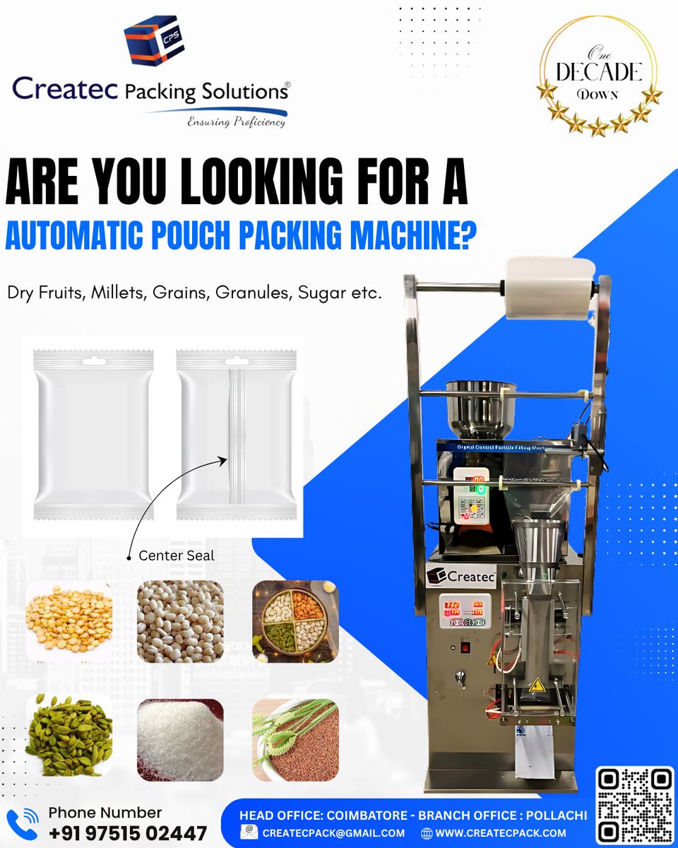 CreatecPacking's tweet image. 😮💥2 Grams To 100 Grams Automatic Pouch Packing Machine - Granules, Sugar, Grains, Millets, Dry Fruits and Other Food Products Packaging Machine

Special Offer Going On!

Contact Now - +91 97515 02447

#pouchpackingmachine #packingmachine #createcpackingsolutions