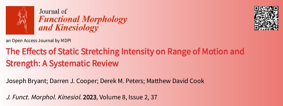 📈🔥One of our most accessed articles from 2023: "The Effects of Static Stretching Intensity on Range of Motion and Strength: A Systematic Review" by Bryant et al.!

🔗Read the full article: brnw.ch/21wU3Gg

#Strength #Stretching #HighlyAccessed #OpenAccess #MDPI