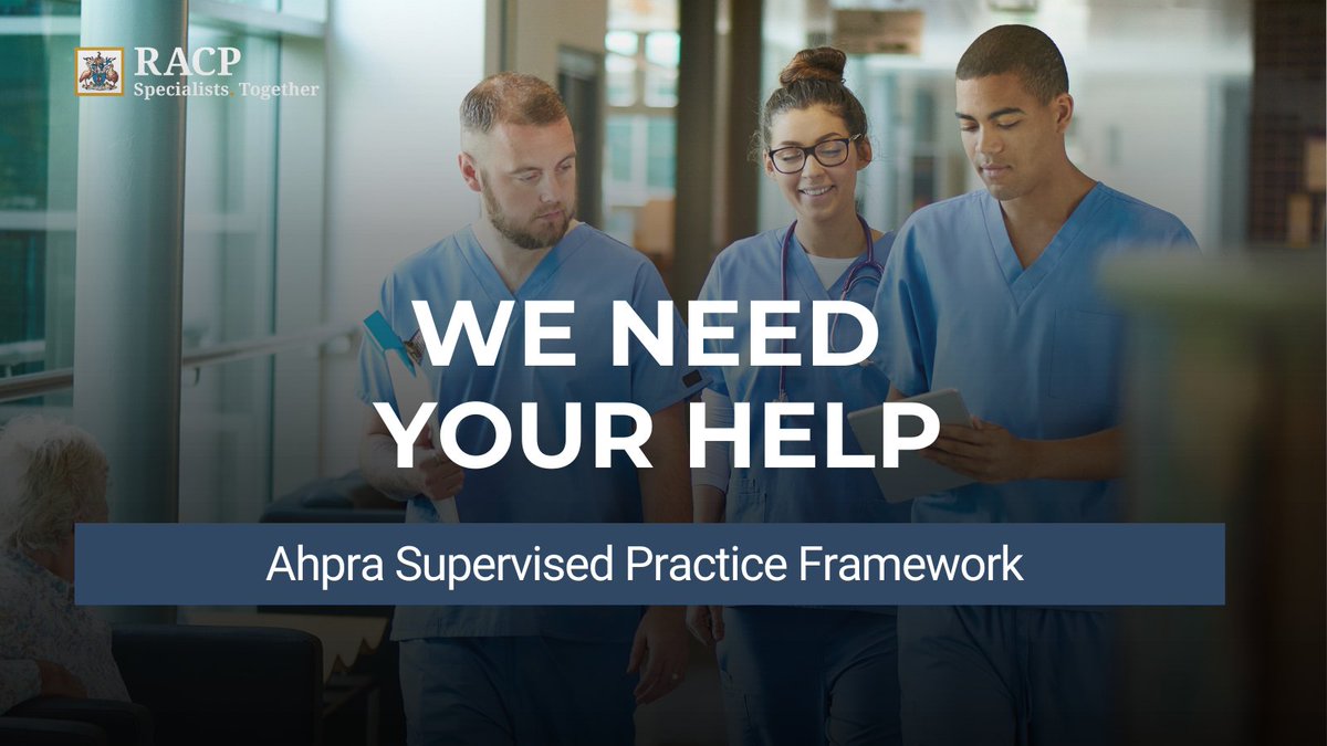 TheRACP's tweet image. Have you had your say on the AHPRA Supervised Practice Framework? Australian RACP Members impacted by a leave of absence from practice, we need your help! Your voice is important. Provide your insight as feedback here. ow.ly/olb450Wm9an