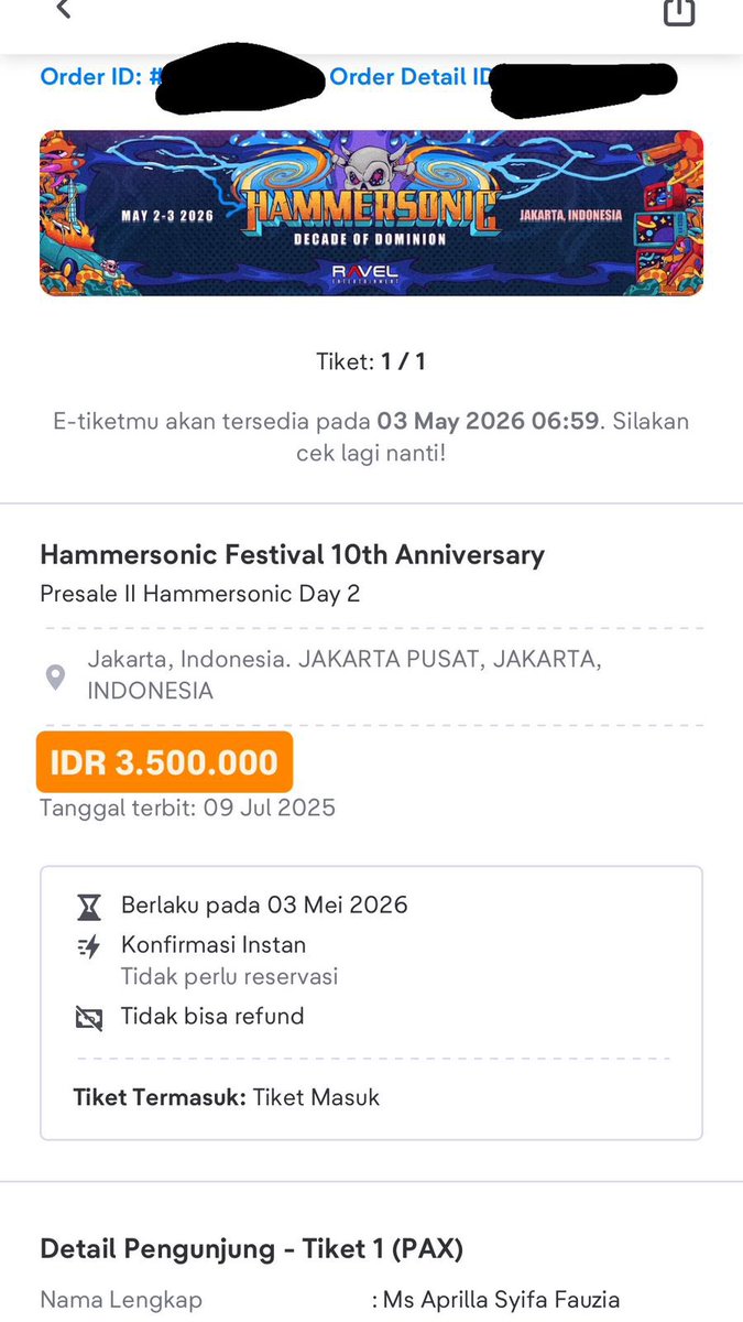 qintansekarA's tweet photo. WTS
1 tix My Chemical Romance at Hammersonic 2026. Presale 2 Price Rp3.500.000. Bisa COD penukaran tiket di hari H atau surat kuasa. DM yaaaaa!!! #wts #mychemicalromanceID https://t.co/3AWhsc1Ng0