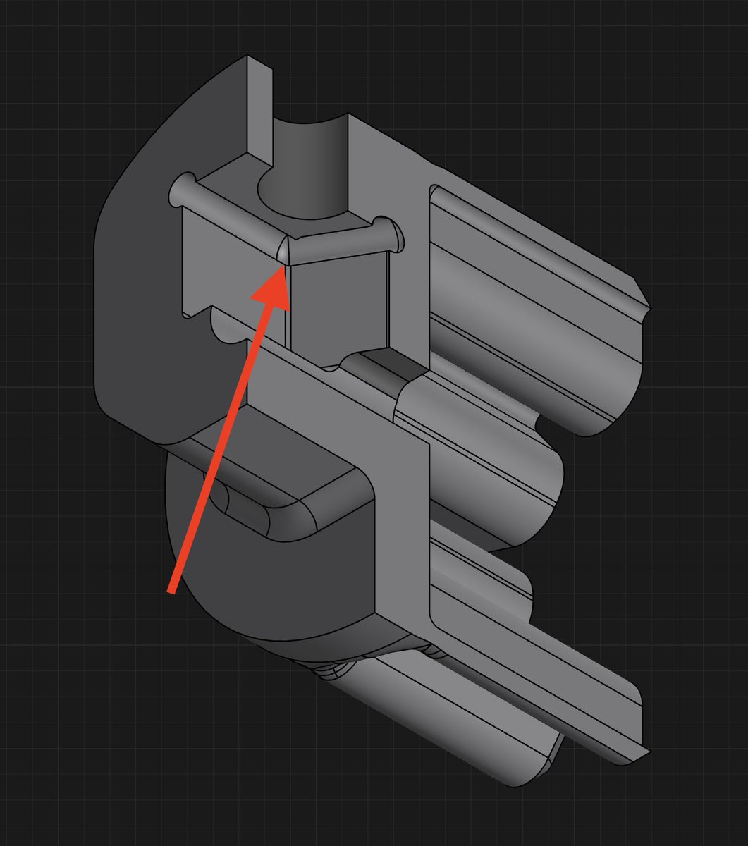 emm0sh's tweet image. taking away material can make your parts stronger (reduction in equivalent stress)
this motor coupler has a raceway cut through along the perimeter of the face that mates to the nut
counter-intuitively, this relieves stress by distributing load over a larger area
