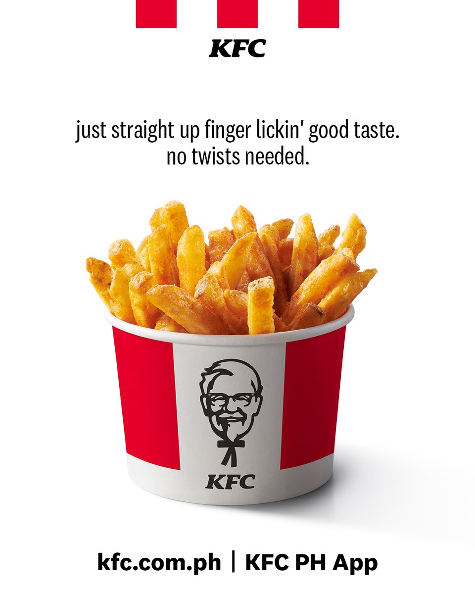 Our unmatched fries speak for themselves. No twists needed for National Fries Day. KFCFingerLickinGood https t.co MFQ68GrUrH Our unmatched fries speak for themselves. No twists needed for National Fries Day. KFCFingerLickinGood https t