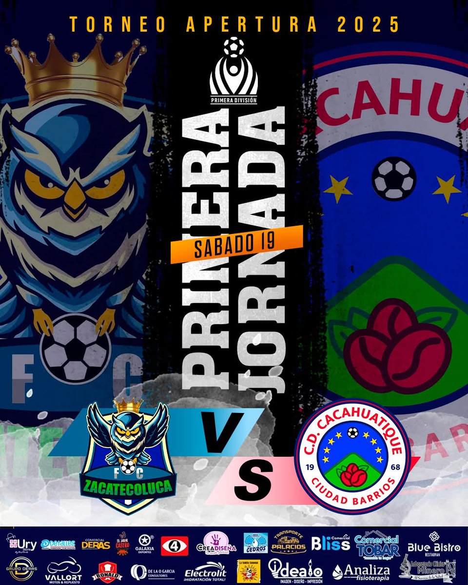 🗣️ ¡Afición Viroleña! Nuestro equipo Zacatecoluca F.C. hará su debut en primera división 
<a href="/primerafutboles/">LaPrimera</a> jugando en casa 🏟️.

📆 ¡Agendá la fecha! Este 19-20 de julio, nos enfrentamos a C.D. Cacahuatique y necesitamos tu aliento desde las gradas 💙⚽️