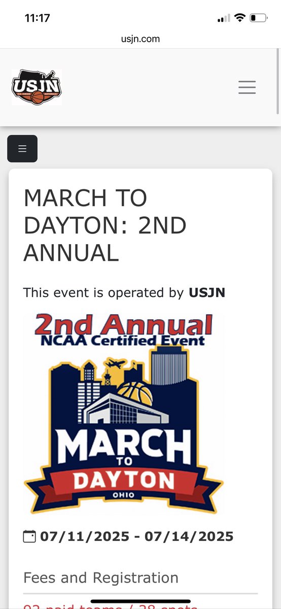 Excited to play some great competition this weekend and continue to grow!  DCC = Dayton Convention Center
DSC = Dayton Sports Complex

Friday @ DCC
Ct 5 @ 4pm
Saturday @ DSC
Ct 1 @ 11:45am 
Ct 1 @ 2:15pm
Sunday @ DSC
Ct 2 @ 10:30am 
Ct 1 @ 1:00pm