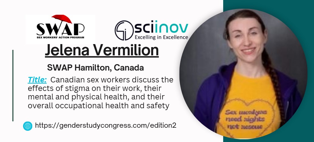 gender2026's tweet image. Jelena Vermilion (@swaphamilton, Canada) highlights the toll of stigma on sex workers’ health, safety &amp;amp; well-being.

Hear her insights at the 9th Global Summit on Feminist &amp;amp; LGBTQ+ Studies!

🗓️Nov 3–4, 2025 | Vancouver, Canada  

genderstudycongress.com/edition2 
#GSFLS2025 #SexWorkRights