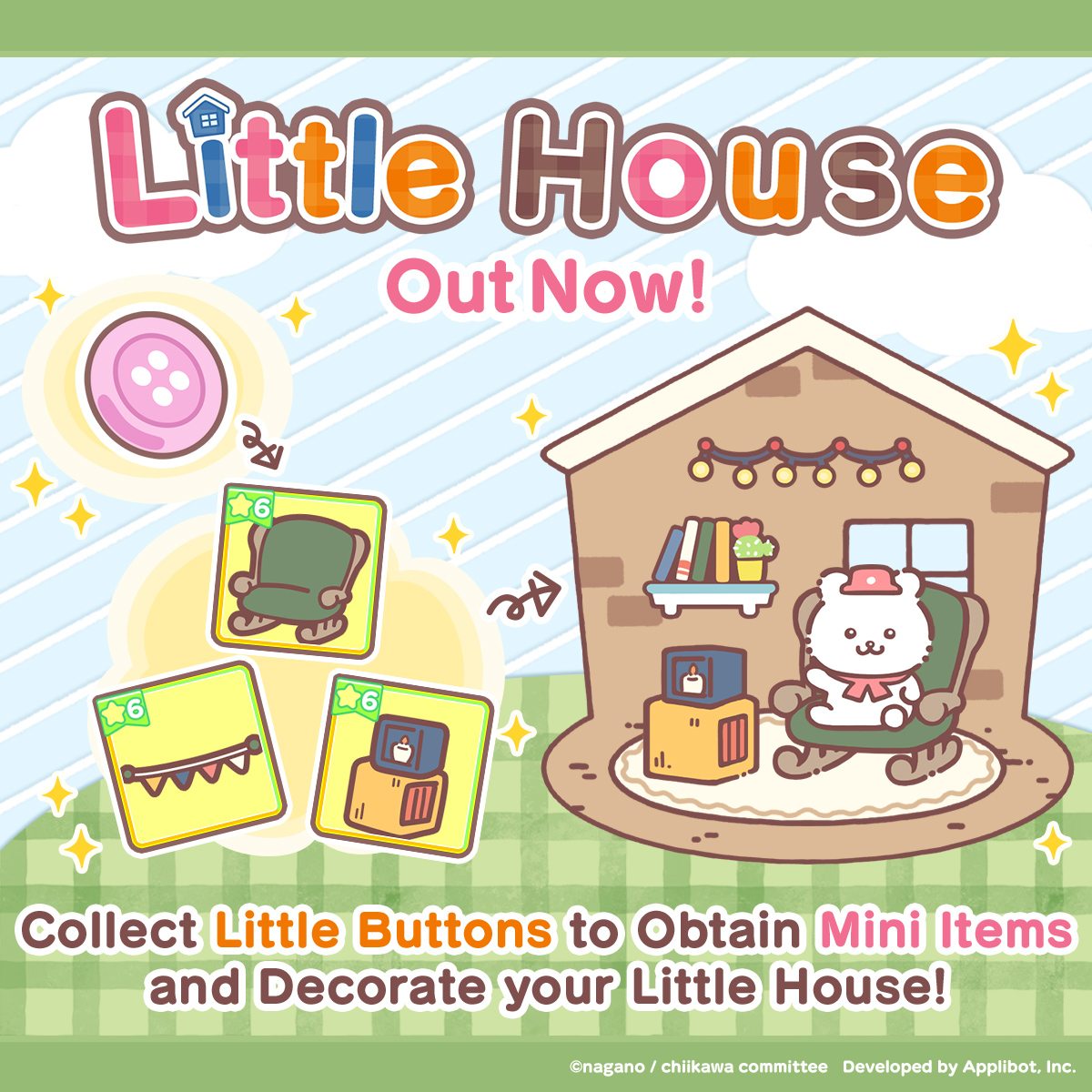 chiikawa_pt_en's tweet image. 🏠Little House Now Available🏠
Decorate your Little House with Mini Items to get increased Stats💪
To get Mini Items, you'll need to collect Little Buttons from Boss Battles!
Design your very own cute little playhouse✨
#Chiikawa #ChiikawaPocket