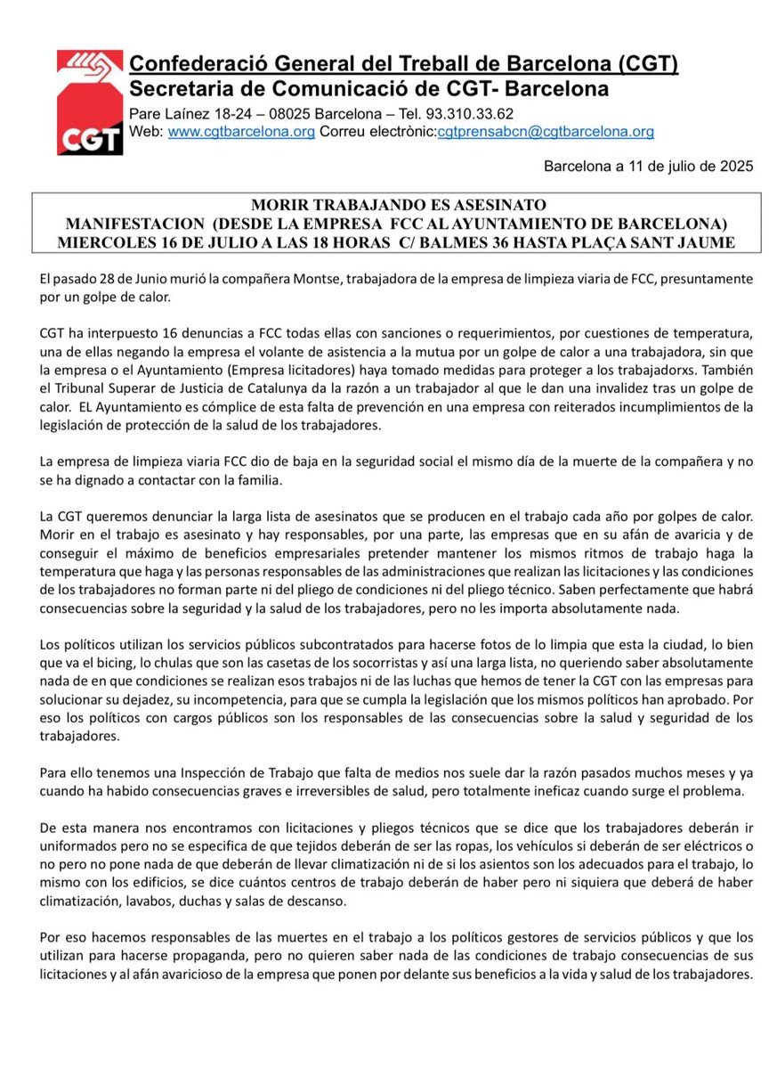#MorirTRABAJANDOesASESINATO todas las muertes en el puesto de trabajo <a href="/CGT/">CGT</a> ha puesto multitud de denuncias que han tenido sus requerimientos o sanciones. Los culpables son las empresas las subcontratas y las administraciones! #JUSTICIAparaMONTSE