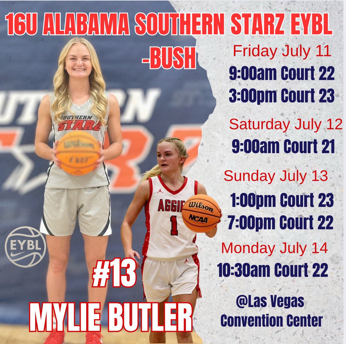Mylie Butler (@myliebutler1) on Twitter photo Las Vegas scheldue. Let’s go!!
<a href="/ALSoStarz/">AL Southern Starz</a>
<a href="/NikeGirlsEYBL/">Nike Girls EYBL</a>
<a href="/AlbertvilleGB/">Albertville Girls Basketball</a>
<a href="/coachnsmallwood/">Natasha Smallwood</a> Las Vegas scheldue. Let’s go!!
<a href="/ALSoStarz/">AL Southern Starz</a>
<a href="/NikeGirlsEYBL/">Nike Girls EYBL</a>
<a href="/AlbertvilleGB/">Albertville Girls Basketball</a>
<a href="/coachnsmallwood/">Natasha Smallwood</a>