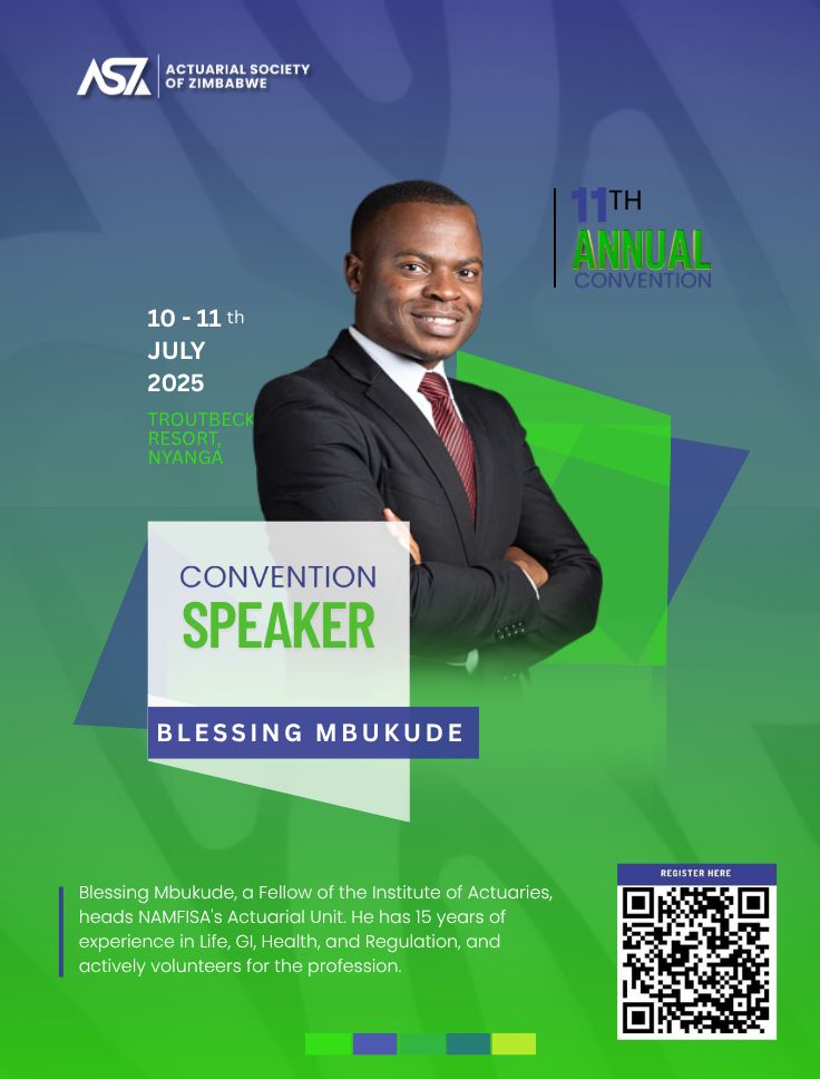 🎙Day 2 Speaker Spotlight: Blessing Mbukude

We’re thrilled to be hosting Blessing Mbukude at the 11th Annual Actuarial Society of Zimbabwe Convention, taking place July 10–11, 2025 at Troutbeck Resort, Nyanga.

📍 Don’t miss his session on Day 2 of the 2025 ASZ Convention!