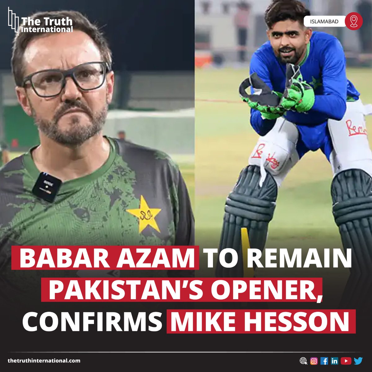 ttimagazine's tweet photo. Babar Azam to Remain Pakistan’s Opener, Confirms Mike Hesson
For Detail
https://t.co/sWpMNBEmdz
#babarazam #remain #pakistan #opener #confirms #mike #hesson #tti https://t.co/dPURHlqLq1