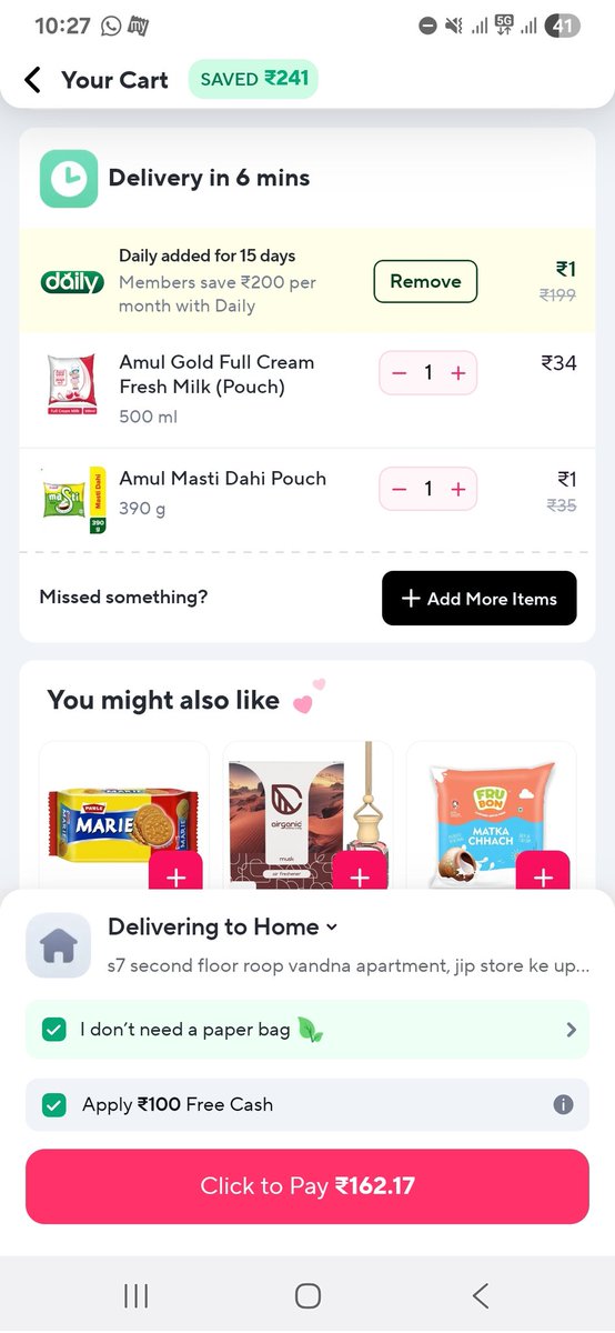 SurajSharm455's tweet photo. 500 ml milk 34 rs
250 ml dhai 17 rs
Total 52 rs 
Estimate delivery charge 50 rs
Total 102 
Zepto cash 100 rs
102-100=161 according to #zepto 

#zeptofroud
@ZeptoNow 
@jagograhakjago https://t.co/3Bf5znqv9O