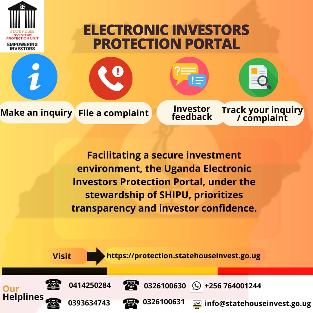 keithy (@keith__klein) on Twitter photo By enabling direct interactions with all stakeholders in the investment sector and direct reporting of concerns in the investment sector through theEIPP(protection.statehouseinvest.go.ug), <a href="/ShieldInvestors/">State House Investors Protection Unit</a> promotes investor confidence and transparency.
#EmpoweringInvestors By enabling direct interactions with all stakeholders in the investment sector and direct reporting of concerns in the investment sector through theEIPP(protection.statehouseinvest.go.ug), <a href="/ShieldInvestors/">State House Investors Protection Unit</a> promotes investor confidence and transparency.
#EmpoweringInvestors
