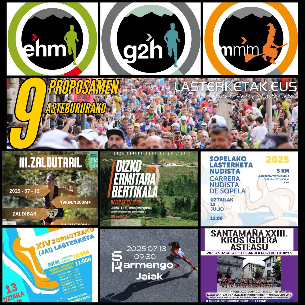 9️⃣🏃♀️🅿🆁🅾🅿🅾🆂🅰🅼🅴🅽 astebururako!
9️⃣🏃🅿🆁🅾🅿🆄🅴🆂🆃🅰🆂 para el finde!
👉 lasterketak.eus/eu/ 

#lasterketak
#mendilasterketak
#kros
#euskalherria
#korrika
#trail
#trailrunning
#run
#running
#cross
#basquecountry
#runningcommunity
#runningterritory