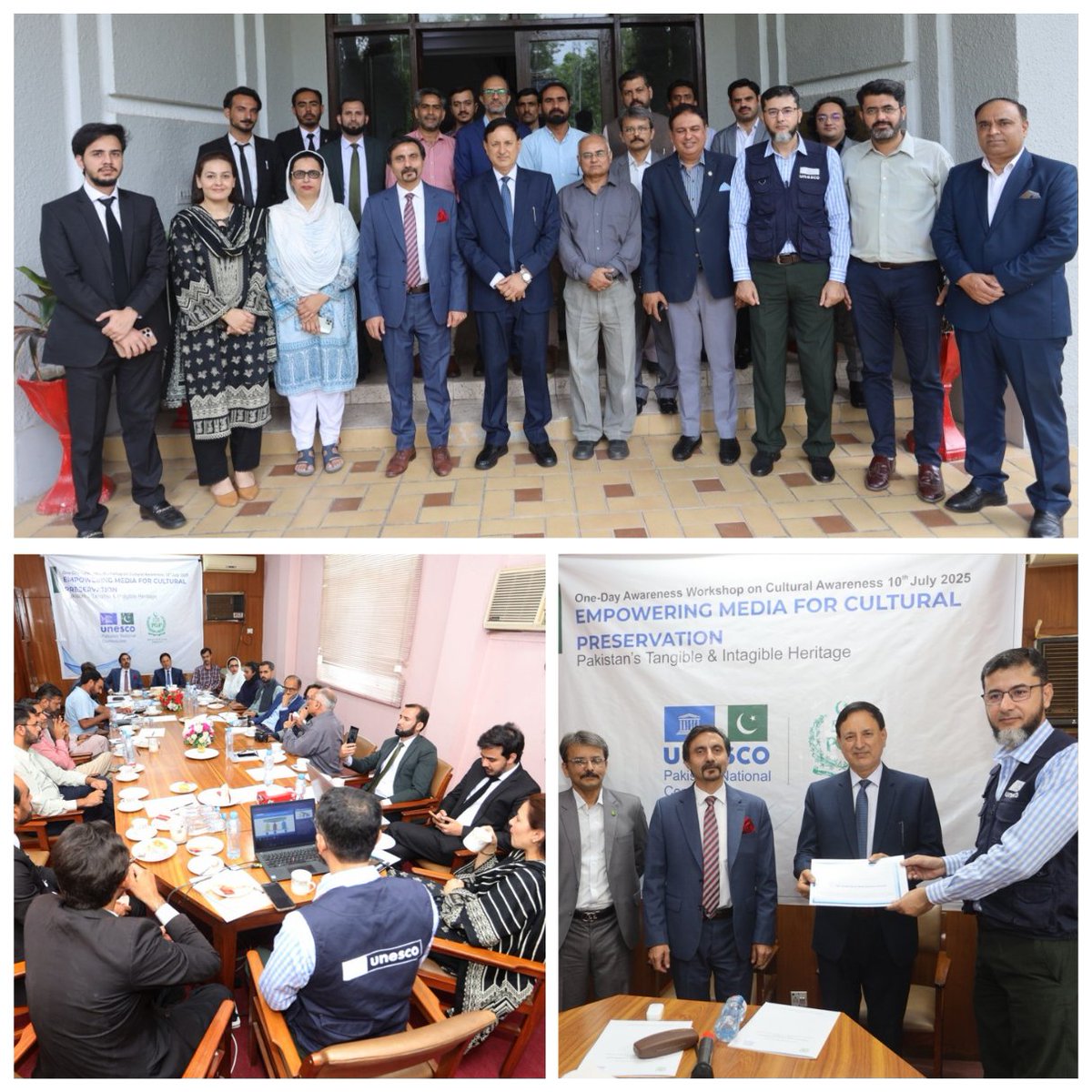 UnescoPakistan's tweet image. 10 July 2025, UNESCO Pakistan supported a PNCU-led workshop to enhance media's role in reporting cultural heritage. UNESCO staff highlighted global heritage frameworks and the link to sustainable development. Key media figures joined. #UNESCO #CulturalHeritage #Pakistan