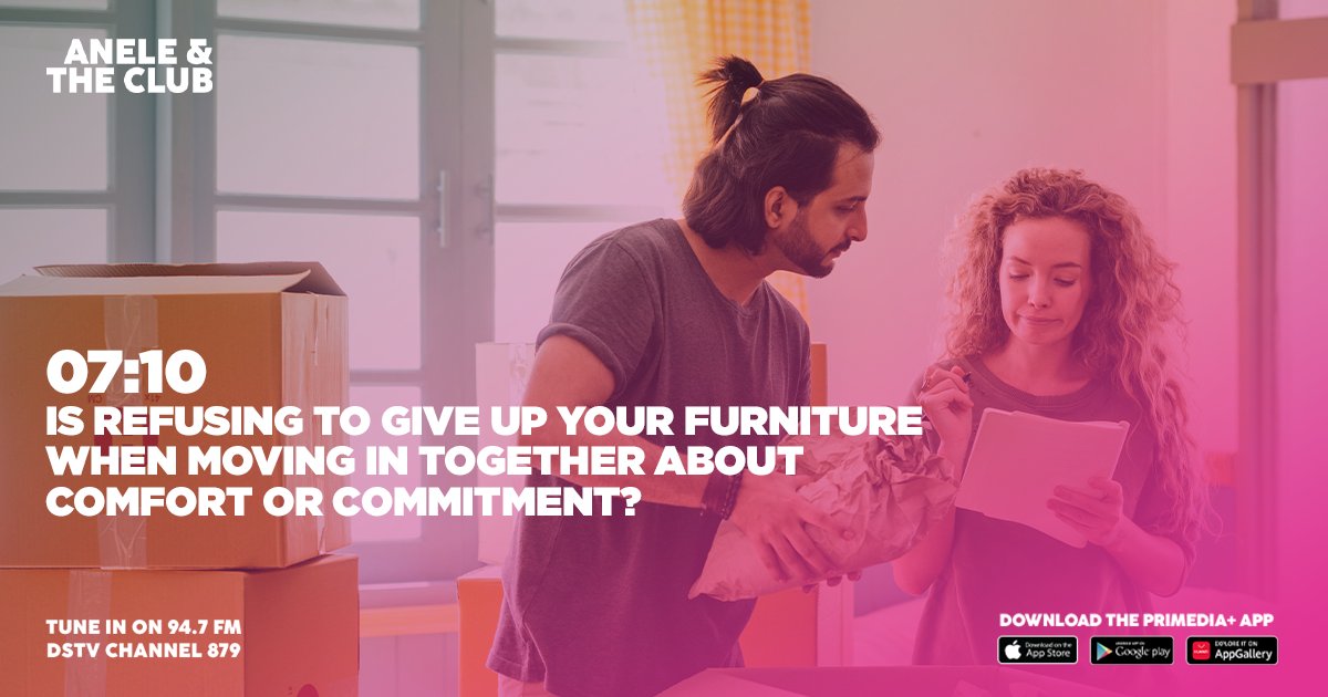 Moving in with your partner but they’re clinging to their old couch? Is it about comfort or a commitment issue? We need your take! Should you be allowed to keep the furniture or should you let it go? Call 011 88 38 947 or WhatsApp 084 00 00 947 with your POV #AneleAndTheClubOn94