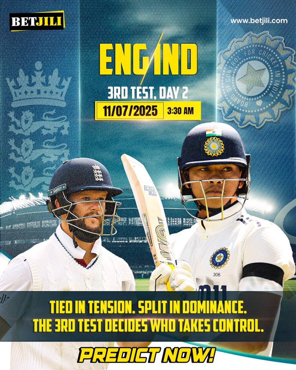 Betjiliofficial's tweet photo. Even ground. Endless possibilities.
Whoโll tip the balance on Day 2?
๐
Date: 11/07/2025 |
๐Time: 3:30 AM |
Predict now on BetJili!
#engvsind #3rdtest #cricketbattle #predictnow #betjili https://t.co/2iver7jEqc
