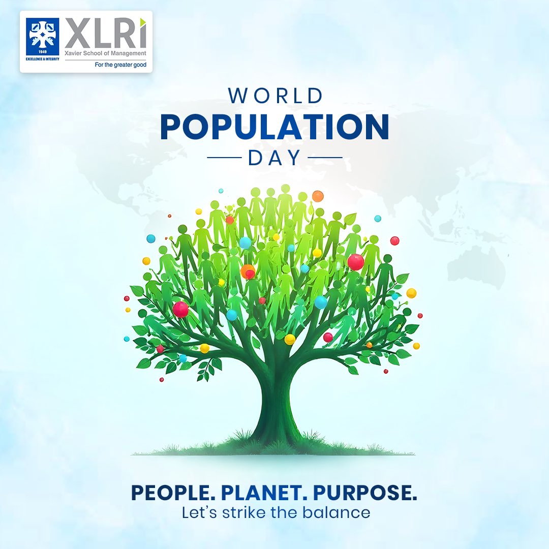 XLRI marks World Population Day with a call for mindful leadership — balancing people, planet, and purpose. Let’s build a future that’s inclusive, sustainable, and driven by integrity. 
#WorldPopulationDay #Sustainability