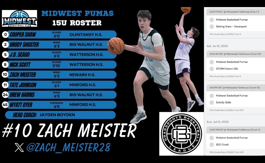 Zach Meister 6'2 natural PG and can play off ball. Savvy drop-off vision and pitch ahead instinct. Developing quickly in Ohio's #3 all-time winningest program (Newark HS '28). <a href="/Zach_Meister28/">Zach Meister</a> <a href="/MidwestDirector/">MWBC Gilliland</a> <a href="/ohiohardwood/">ohiohardwood</a>