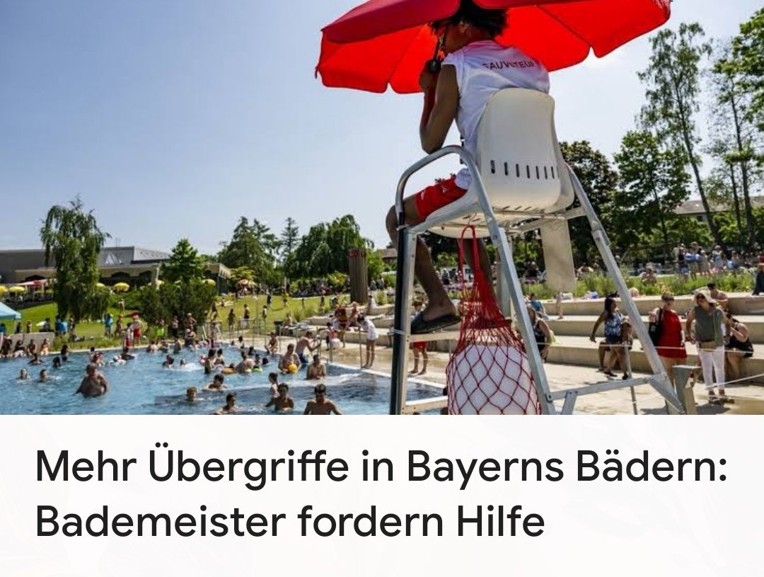Morgen☕
Söder postet gern Bilder von sich, früh beim Schwimmen, aus einem leeren Freibad.. garantiert mit Bodyguards in der Nähe. Die Frauen und Mädchen dagegen sind nicht mehr sicher.. es gibt immer mehr Übergriffe. Für sie wird das Freibad zur no go area.. traurig..