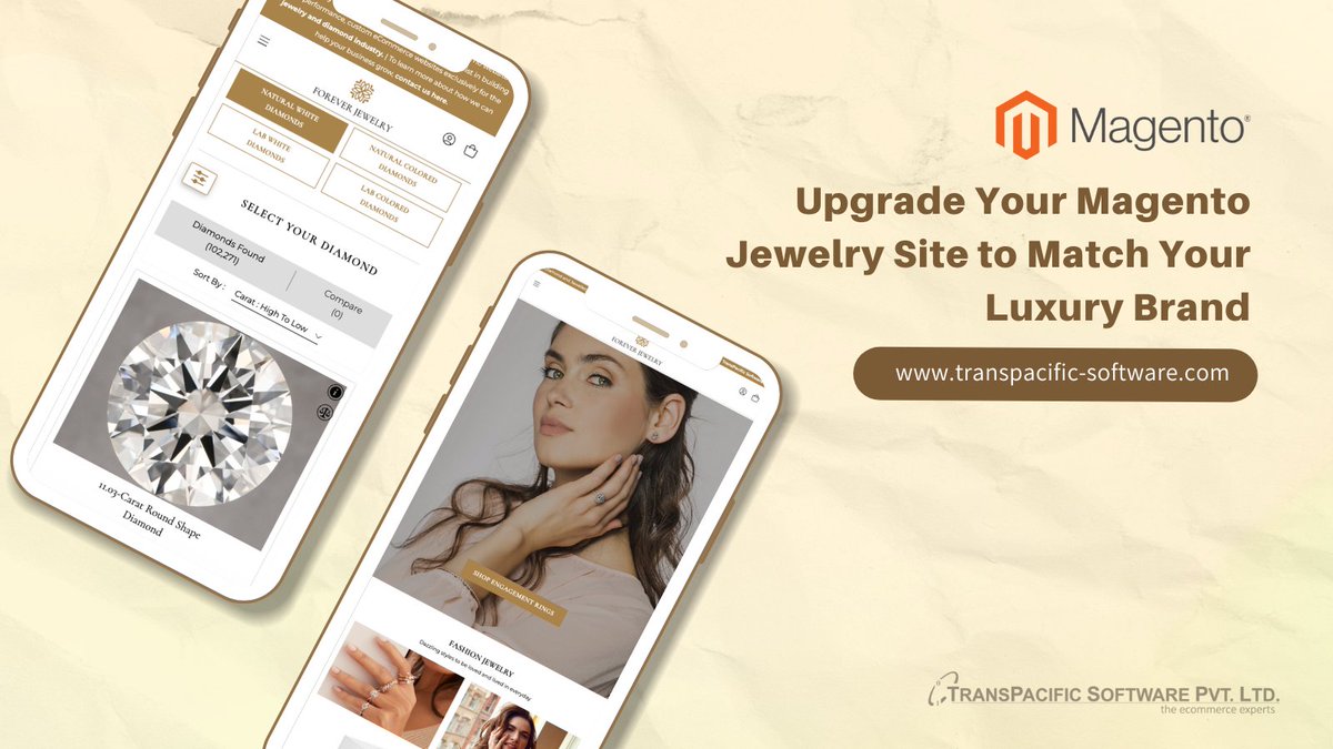 Prashant Telang (@_prashanttelang) on Twitter photo Still on an outdated Magento jewelry site?
Upgrade your Magento store
✅Sleek, conversion-focused design
✅Mobile-first & lightning-fast
✅Enhanced product pages for high-end jewelry
✅Smooth user experience from browsing to checkout
info@transpacfic.in
transpacific-software.com Still on an outdated Magento jewelry site?
Upgrade your Magento store
✅Sleek, conversion-focused design
✅Mobile-first & lightning-fast
✅Enhanced product pages for high-end jewelry
✅Smooth user experience from browsing to checkout
info@transpacfic.in
transpacific-software.com