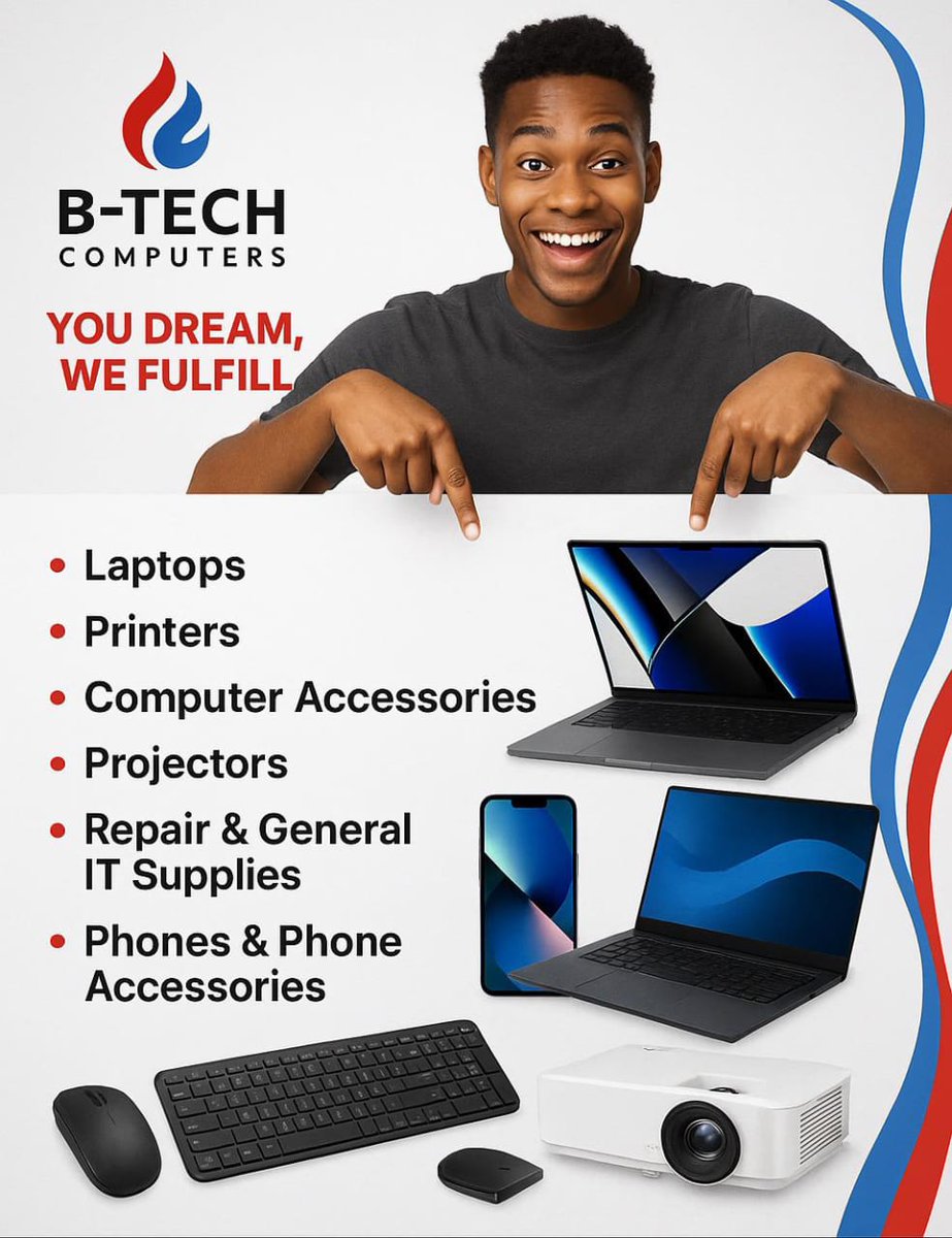 GŌATFATHER™ (@clintoniooooo) on Twitter photo 🔥 Tech Just Got Smarter with B-Tech Computers!
Need laptops, phones, projectors or expert IT solutions? We've got you covered — quality meets affordability 💯
📩 DM <a href="/fatuma_ke/">The Tech Chic</a>
📞 Call us: 0711686637
📍 Moi Avenue,
You Dream, We Fulfill 🚀 🔥 Tech Just Got Smarter with B-Tech Computers!
Need laptops, phones, projectors or expert IT solutions? We've got you covered — quality meets affordability 💯
📩 DM <a href="/fatuma_ke/">The Tech Chic</a>
📞 Call us: 0711686637
📍 Moi Avenue,
You Dream, We Fulfill 🚀