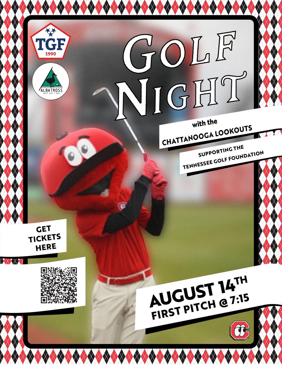 ChattanoogaGolf's tweet image. Come join us on August 14th as we partner with the @chattlookouts to celebrate the game and golfing community here in Chattanooga! Please visit the link down below for discounted tickets, for every ticket is bought $3 comes back to the foundation to help local programming.