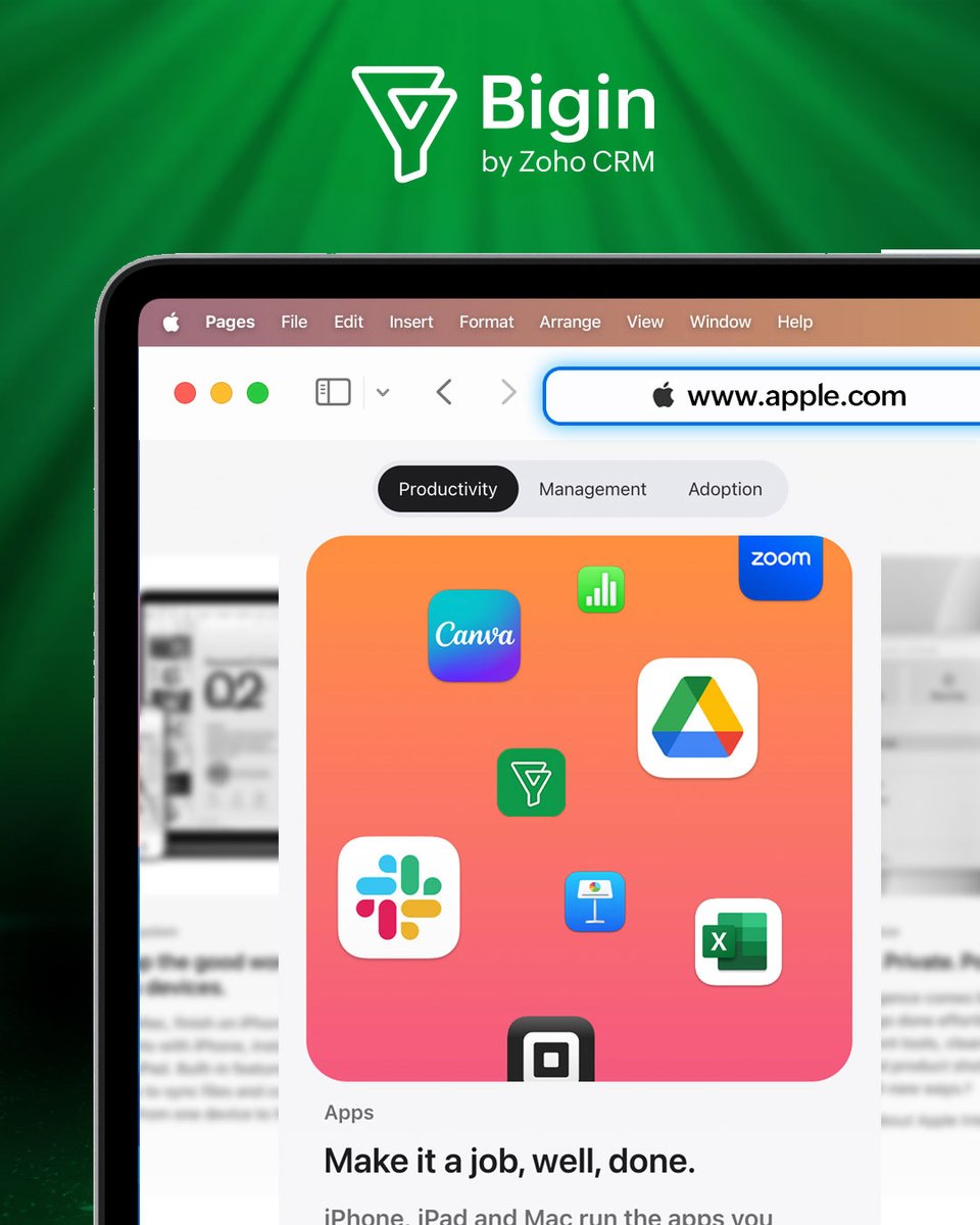 Bigin's tweet image. Did you spot us? 👇👀
We've got some great company right there on the @Apple Small Business website. 😇
This is your sign to give Bigin a spin—and make it a job, well, done! 🤷
🔗apple.com/in/business/sm…
🔗bigin.com
#CRM #SmallBusiness #Apple