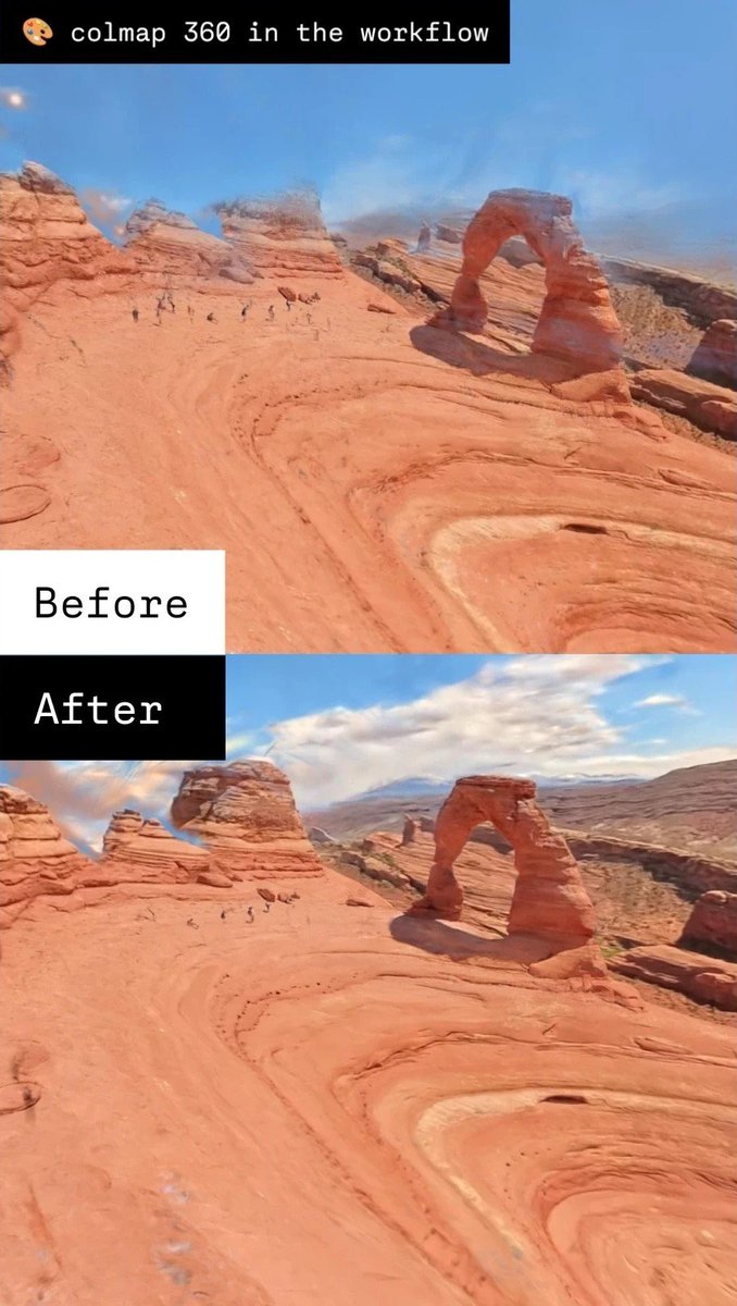 Added colmap's 360 camera support to my workflow. The quality boost is massive.

#3DGS made with <a href="/insta360/">Insta360</a> <a href="/jawset/">Jawset</a>