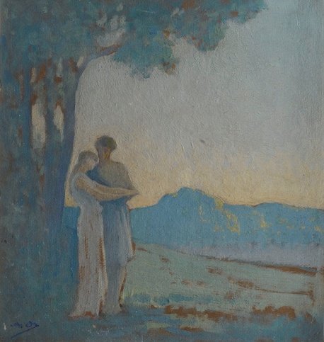 Vous m’avez révélé ce mystère suprême ;
Vous m’avez dit : « Le monde et le ciel éclatant
Sont un gouffre effroyable et vide à moins qu’on n’aime,
               N’aimât-on qu’un instant?

Daniel Lesueur {jeanne Loiseau}

🖌Alphonse Osbert