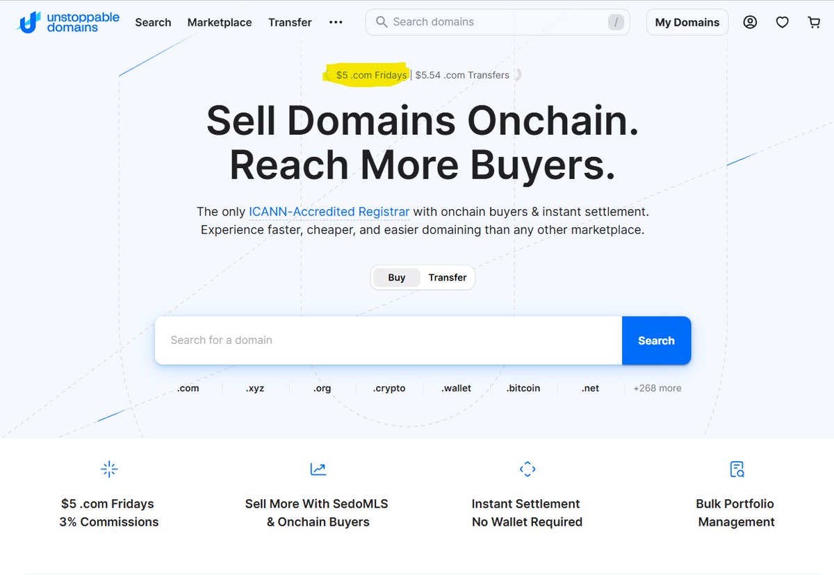 Dear domainers, don't forget it's Friday, do your .com shopping on unstoppabledomains.com for $5 , I just handreg ArabicBrandNames.com to redirect it to my arabic domains portofolio #DomainsForSale #DomainNames