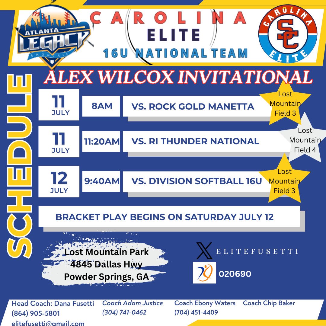 AveryAustin2027 (@averyaustin2027) on Twitter photo Need a team to watch at 8AM? Check out <a href="/EliteFusetti/">Carolina Elite SC Nat’l - Fusetti</a> on field 3 - Lost Mountain - or AGL 🙃.
<a href="/Vol_Softball/">Tennessee Softball</a> <a href="/UVASoftball/">Virginia Softball</a> <a href="/clemsonsoftball/">Clemson Softball 🥎</a> <a href="/UNCSoftball/">Carolina Softball</a> <a href="/MizzouSoftball/">Mizzou Softball</a> <a href="/GamecockSoftbll/">South Carolina Softball</a> <a href="/jjpower19/">Joshua Johnson, PhD</a> <a href="/AndradeN23/">Nichole Andrade</a> <a href="/UConnSoftball/">UConn Softball</a> <a href="/Delaware_SB/">Delaware Softball</a> <a href="/DartmouthSball/">Dartmouth Softball</a> <a href="/GaTechSoftball/">Georgia Tech Softball 🥇🥇🥇🥇🥇</a> Need a team to watch at 8AM? Check out <a href="/EliteFusetti/">Carolina Elite SC Nat’l - Fusetti</a> on field 3 - Lost Mountain - or AGL 🙃.
<a href="/Vol_Softball/">Tennessee Softball</a> <a href="/UVASoftball/">Virginia Softball</a> <a href="/clemsonsoftball/">Clemson Softball 🥎</a> <a href="/UNCSoftball/">Carolina Softball</a> <a href="/MizzouSoftball/">Mizzou Softball</a> <a href="/GamecockSoftbll/">South Carolina Softball</a> <a href="/jjpower19/">Joshua Johnson, PhD</a> <a href="/AndradeN23/">Nichole Andrade</a> <a href="/UConnSoftball/">UConn Softball</a> <a href="/Delaware_SB/">Delaware Softball</a> <a href="/DartmouthSball/">Dartmouth Softball</a> <a href="/GaTechSoftball/">Georgia Tech Softball 🥇🥇🥇🥇🥇</a>
