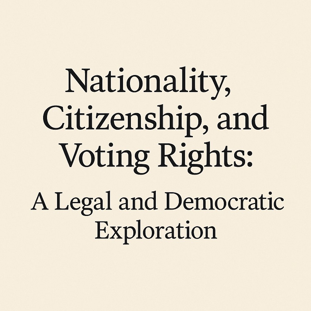 #Nationality, #Citizenship, and #Voting Rights: #A_Legal_and_Democratic_Exploration

#Introduction: Democracy is More Than Just Elections
In a large and diverse democracy like India, nationality, citizenship, and voting rights are not just legal terms — they are deeply tied to