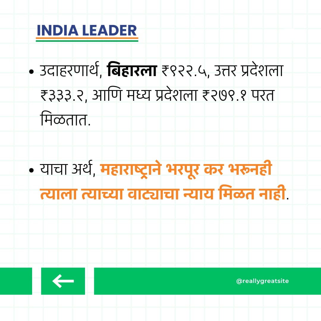 Indialeader_com's tweet photo. महाराष्ट्र ₹100 कर देतो, पण परत फक्त ₹7.7!
बिहार ₹922.5
UP ₹333.2
Is this fair? 🤔
#maharashtra #taxjustice #indialeader #economicfacts #directtax #bharatdesh #maharashtradeservesmore #financialinjustice #taxdistribution https://t.co/380jz2ECCY